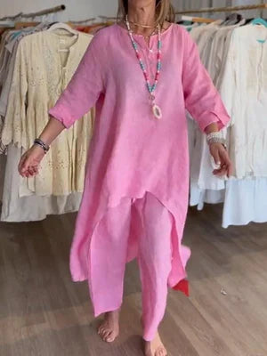 Linnen Vrijetijdspak Dames Elegante Zomerkleding Klein