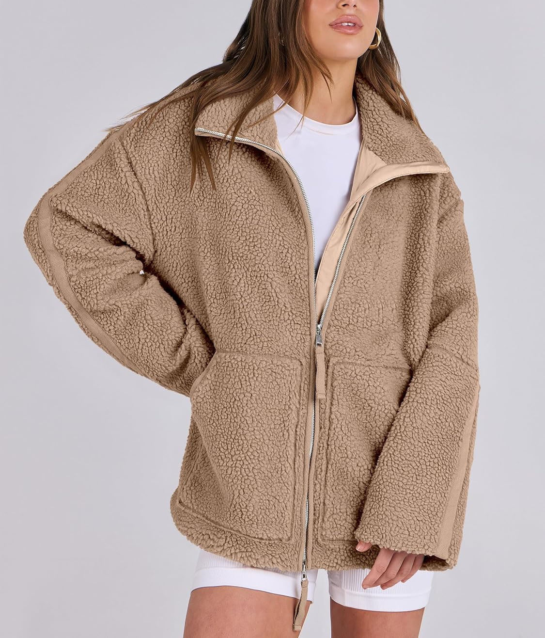 Dames Fleece Jas Oversized Warm en Zachte Winterjas