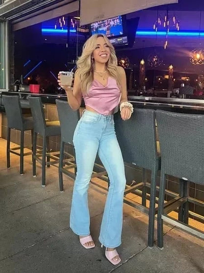 Hoge Taille Flared Jeans Comfortabel Katoen Elasthaan