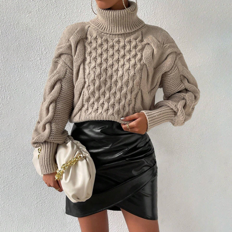 Dames Kabeltrui Warm Elegante Coltrui Zwart