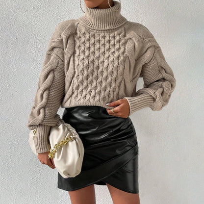 Dames Kabeltrui Warm Elegante Coltrui Zwart