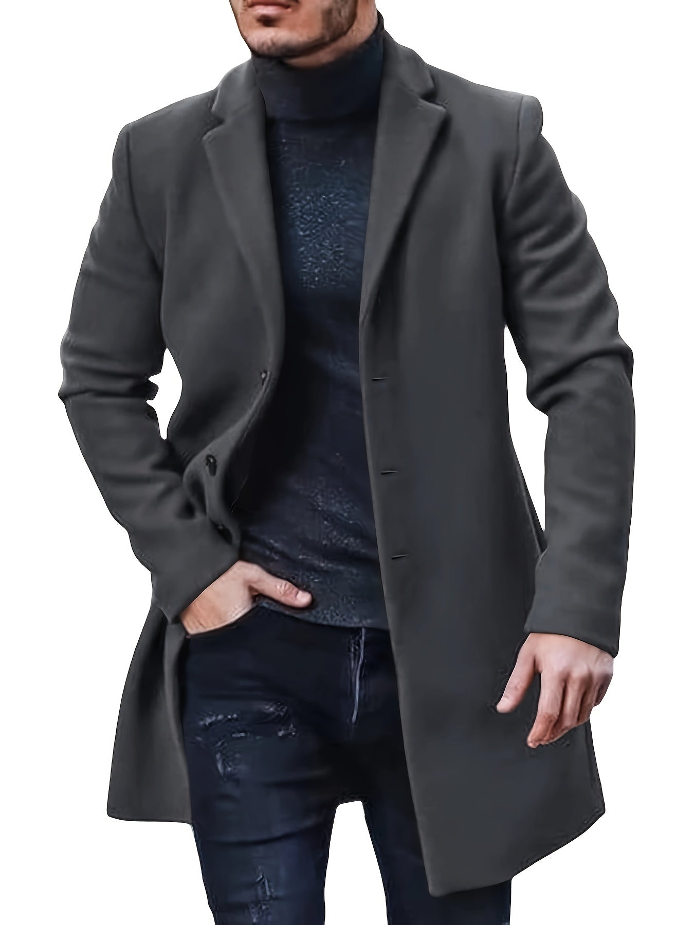 Heren Winterjas met Knoopsluiting – Elegant en Warm