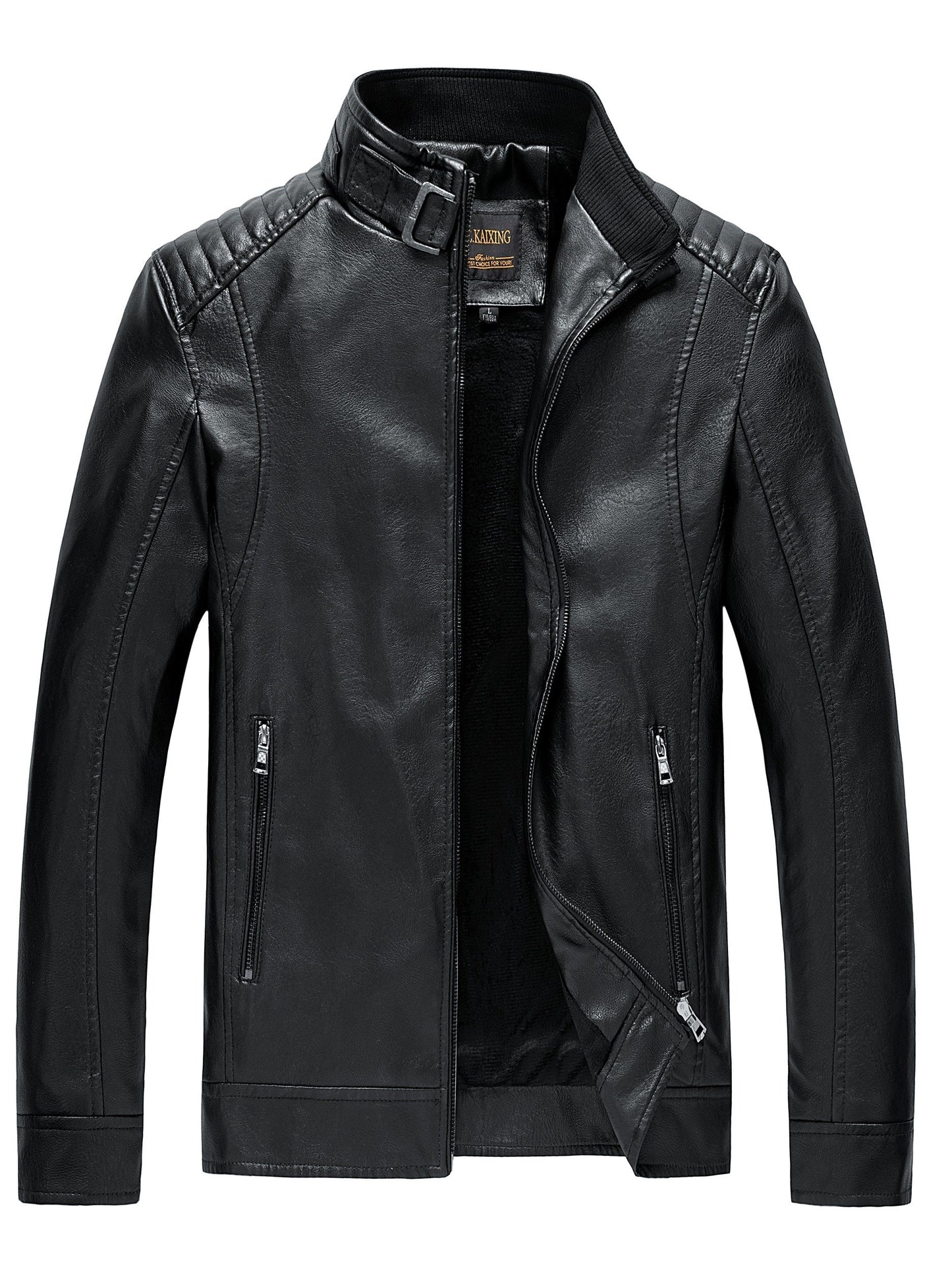 Demetrio | Elegante giacca in pelle con tasche a zip