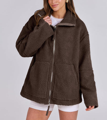 Dames Fleece Jas Oversized Warm en Zachte Winterjas