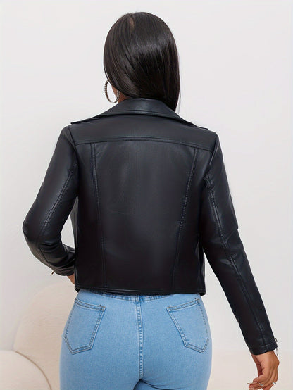 Zwart Bikerjack van Imitatieleer Valencia Stijl