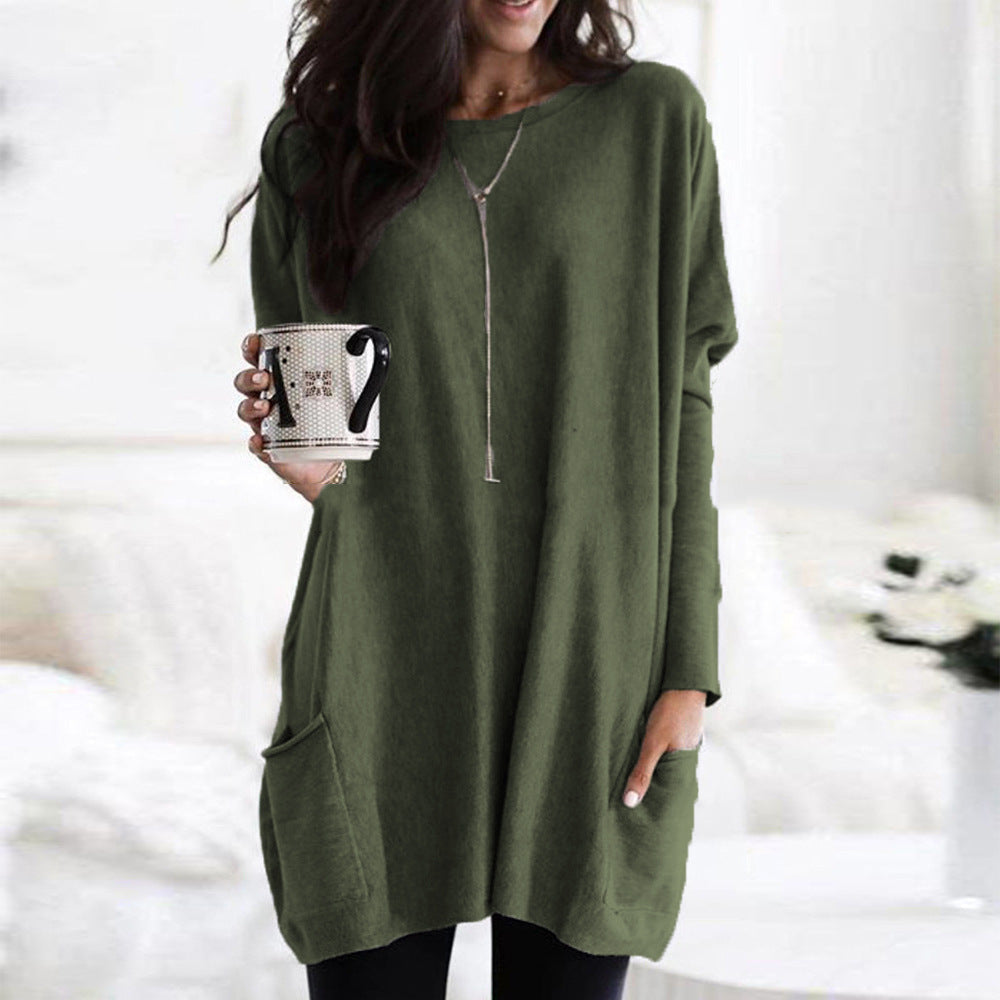 Dames Top met Lange Mouwen en Zakken Basis Collectie