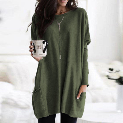 Dames Top met Lange Mouwen en Zakken Basis Collectie