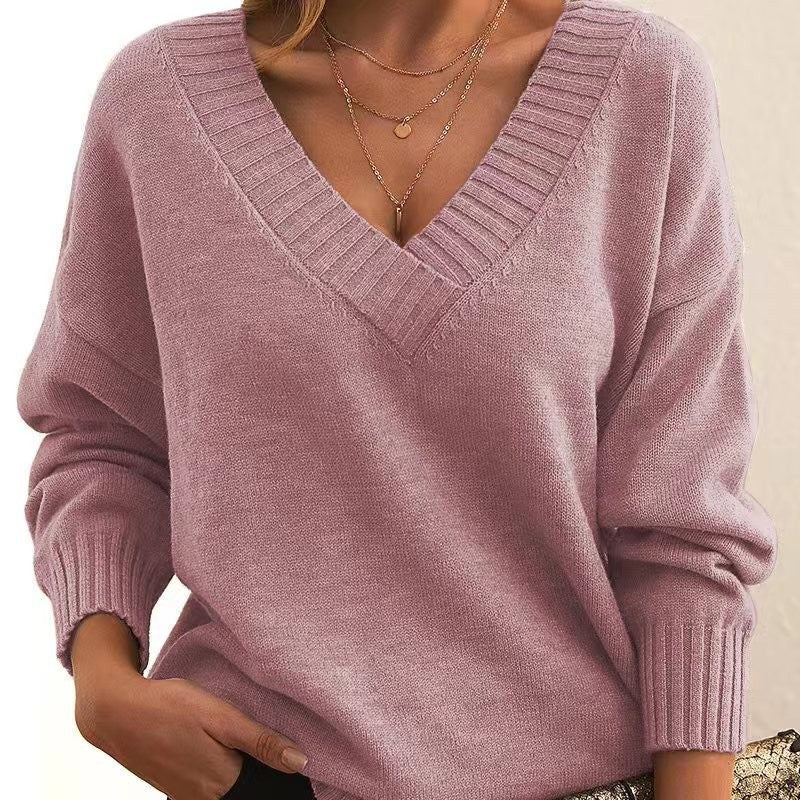 Dames Gebreide Trui V-hals Elegante Basiscollectie
