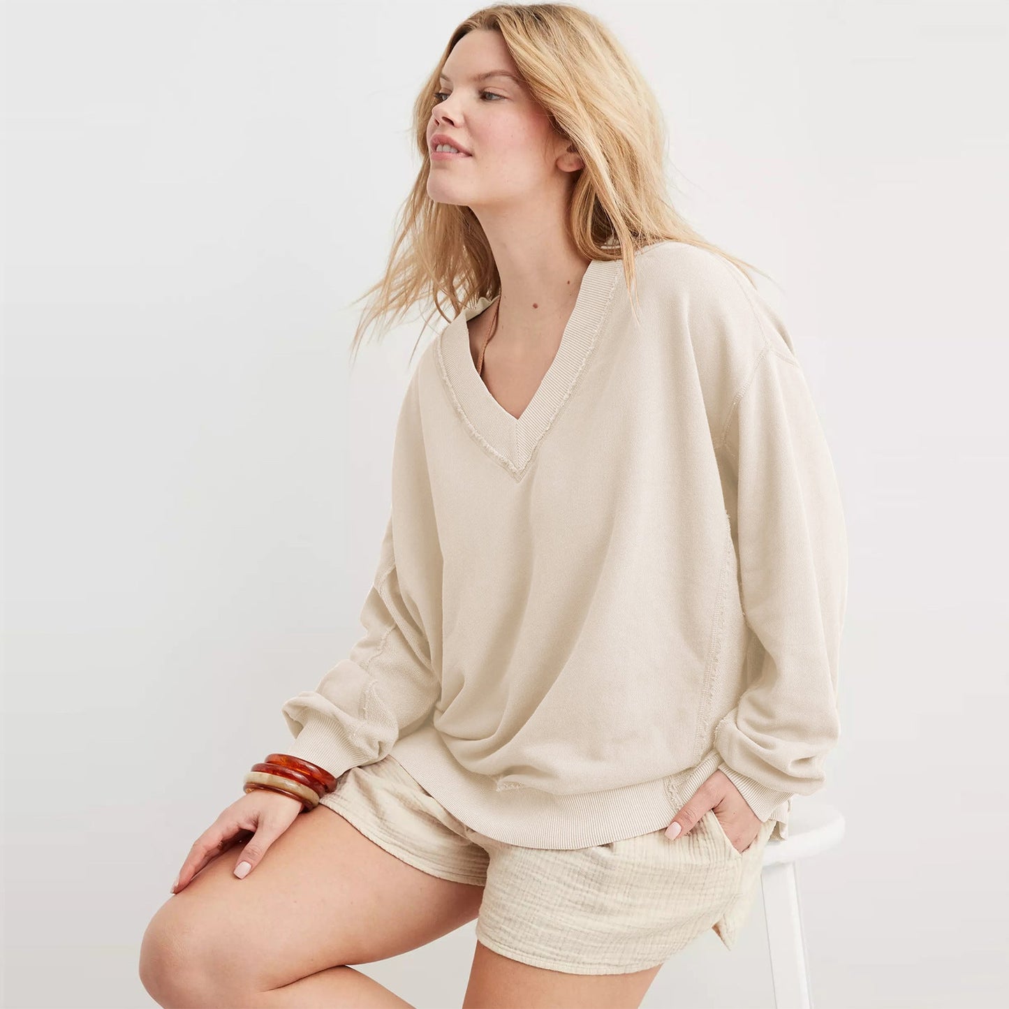 Dames Lounge Sweater Comfortabel met V-Hals