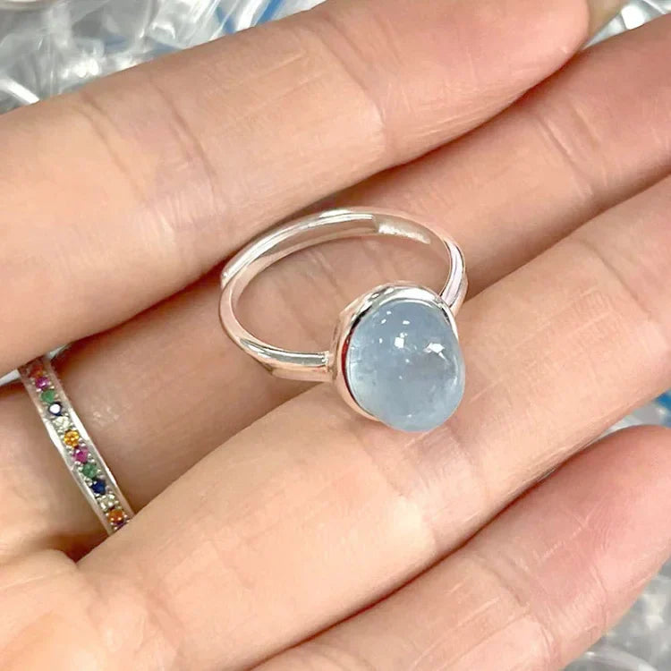 Zilveren Aquamarijn Ring voor Vrouw Elegant Sieraden - Mode Vibes
