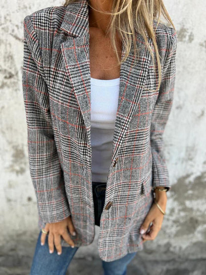 Dames Blazer Geruit Elegante Trendy Jasje