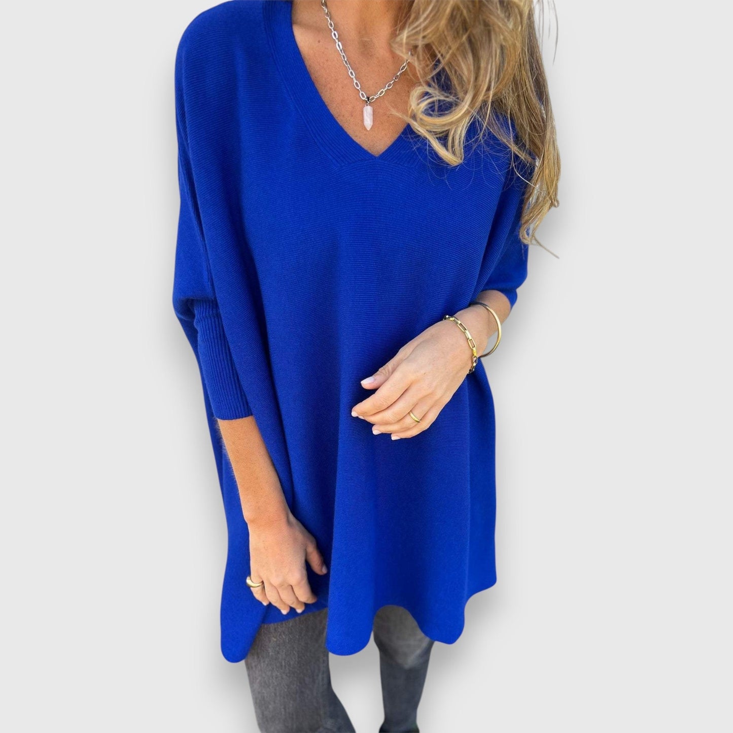 Dames Oversized Trui V-hals Comfortabele Pasvorm