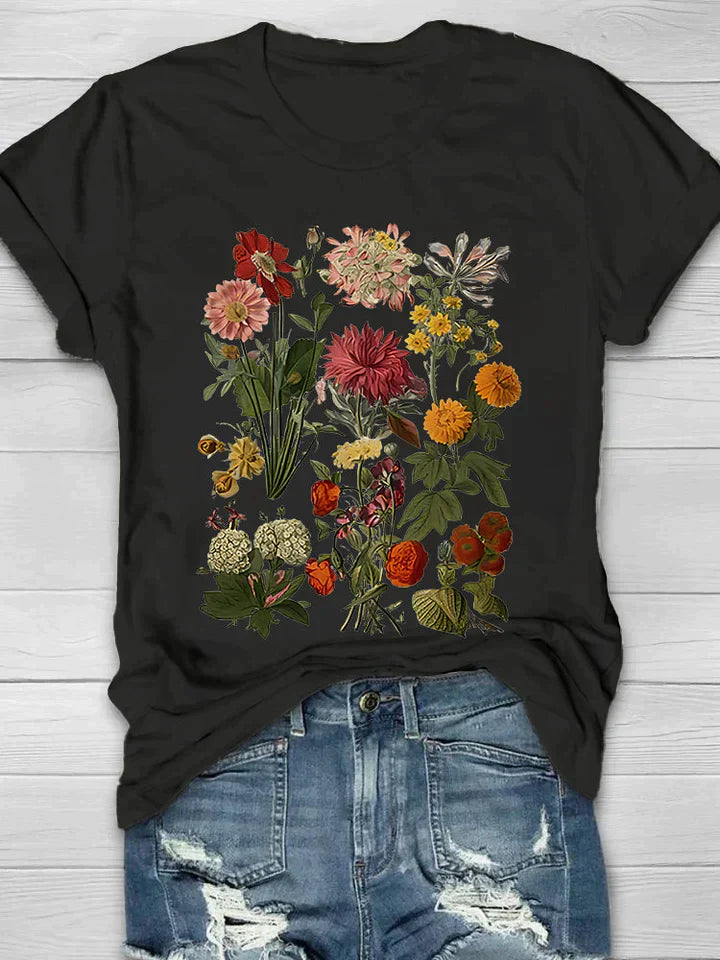 Dames T-Shirt Bloemenprint Vintage Stijl - Mode Vibes