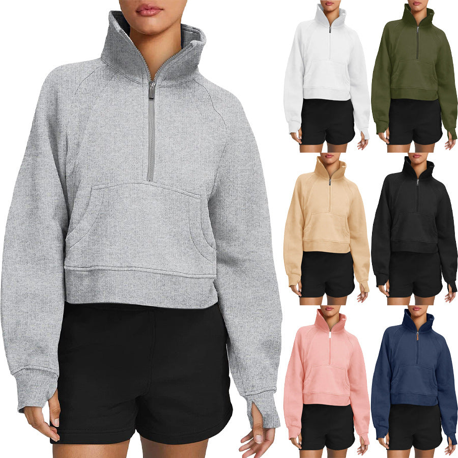 Dames Sweatshirt Sportief Comfortabel met Halve Rits