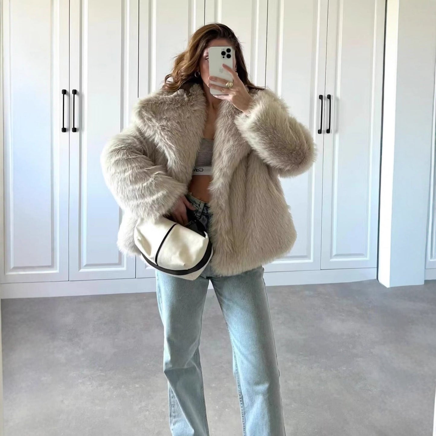 Dames Faux Fur Jas Kort Oversized Luxe Zacht
