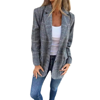 Dames Blazer Geruit Elegante Trendy Jasje