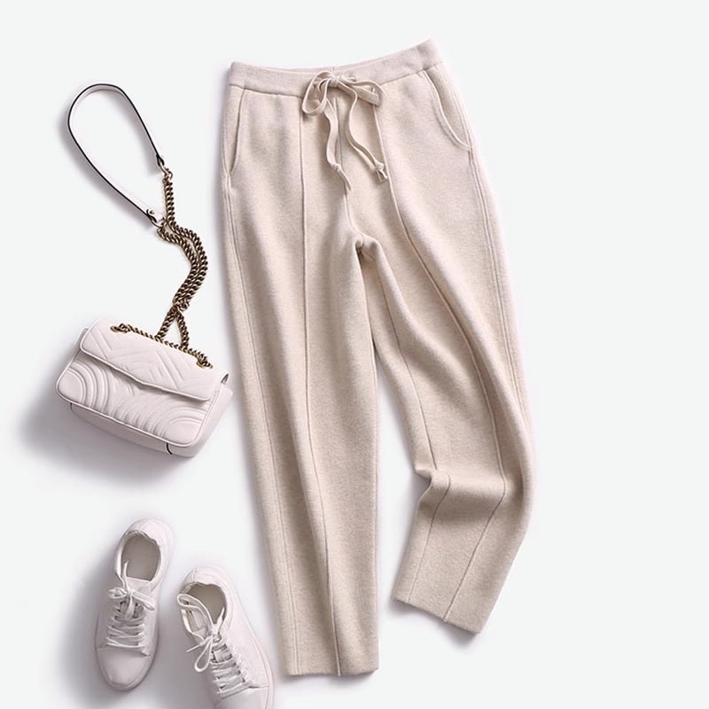 Dunne Wollen Broek voor Dames Gebreid Skinny Model