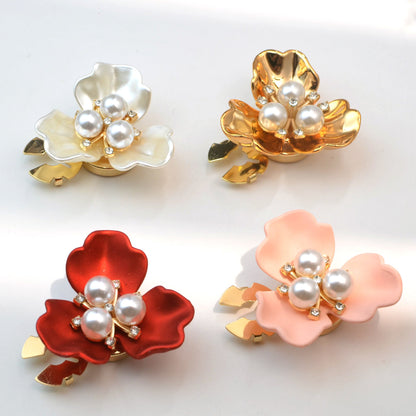 Dames Manchetknopen Parel Bloemvorm Elegant Zilver