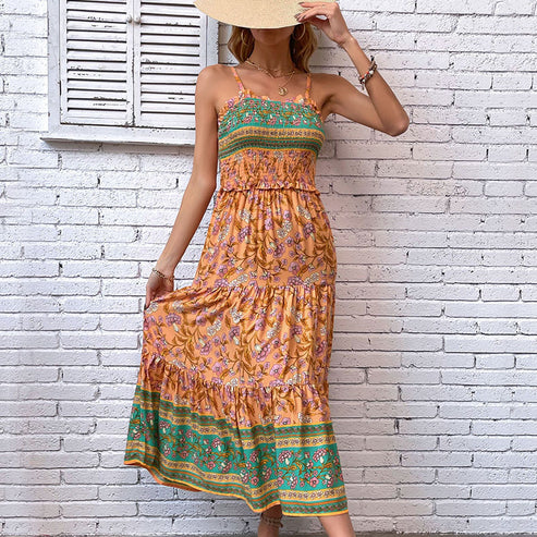 Vrouwelijke Boheemse Jurk met Ruches Zomerjurk - Mode Vibes