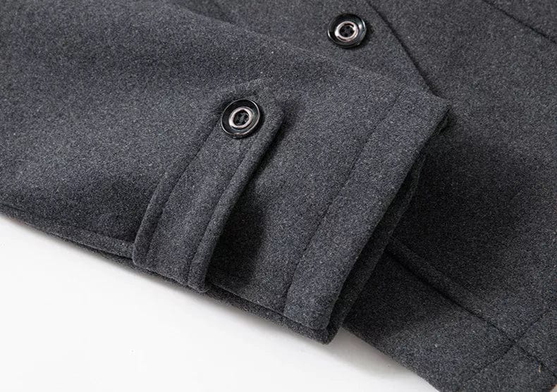 Heren Winterjas Warme Wolmix Mantel met Rits en Knopen