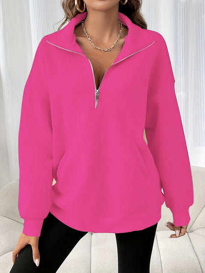 Dames Half-Zip Sweater Comfortabel Zacht Casual