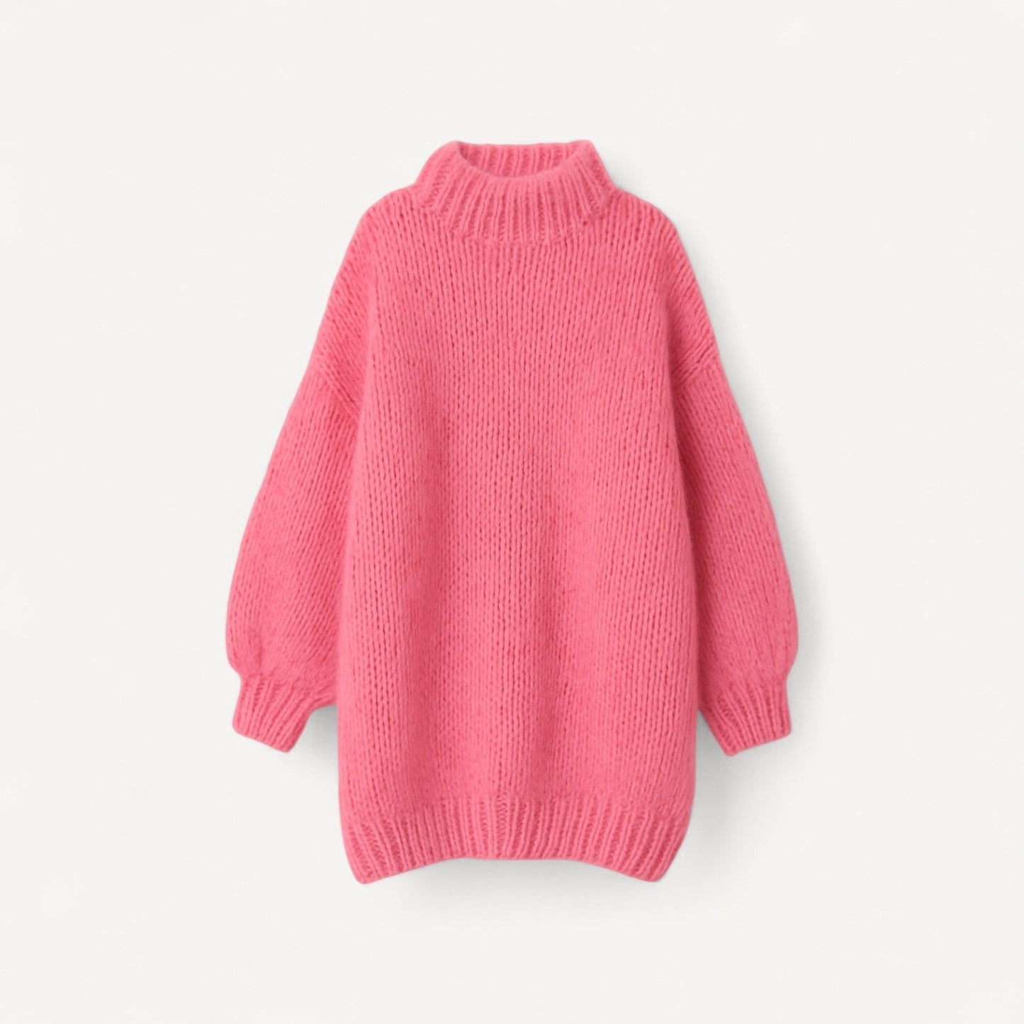 Davies – Oversized Gebreide Trui voor Dames met Hoge Hals en Ballonmouwen