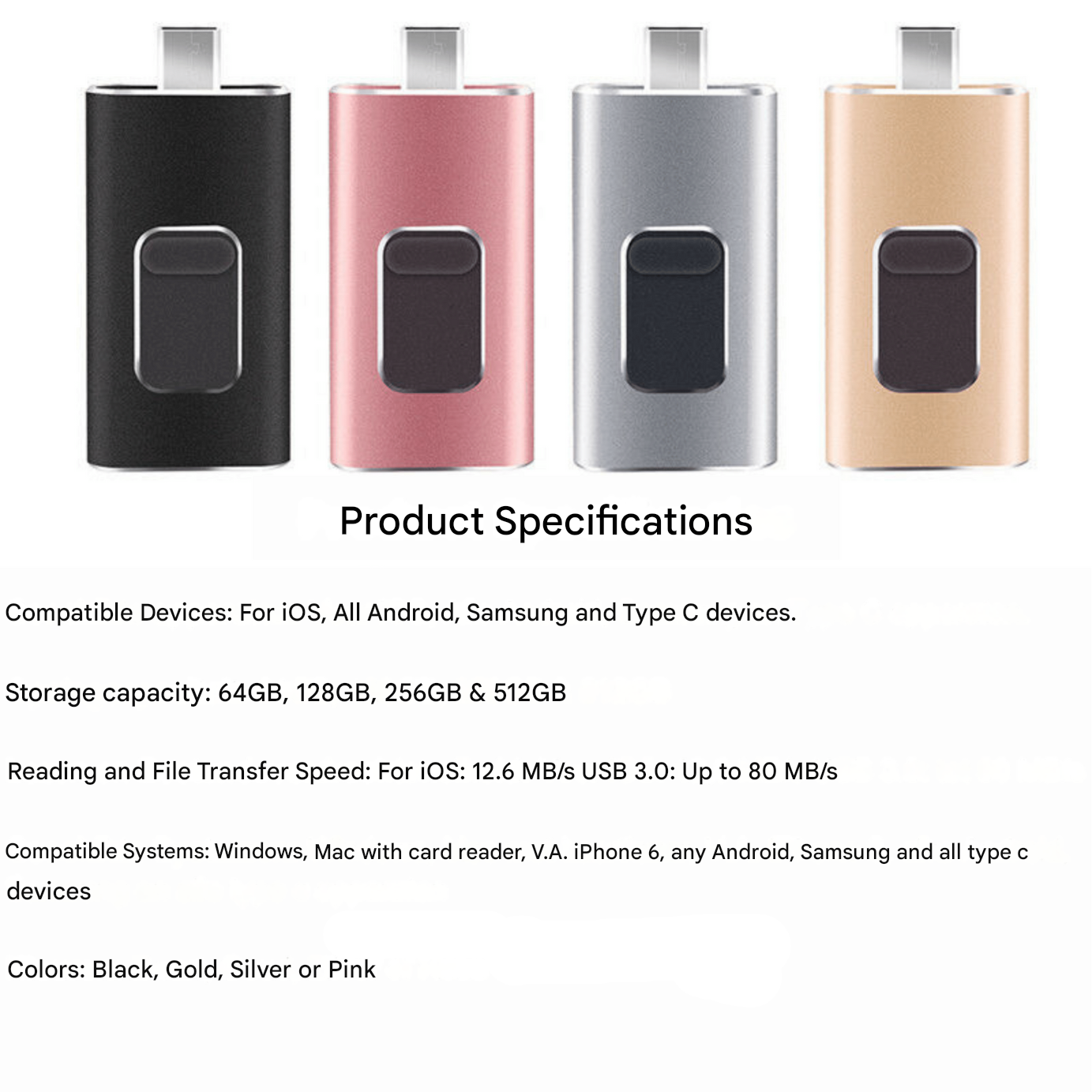 4-in-1 USB Flashdrive voor Alle Apparaten