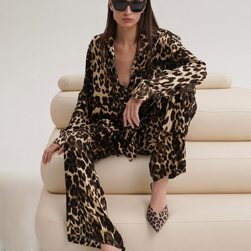 Dames Pyjama Set Panterprint Zacht Tweedelig