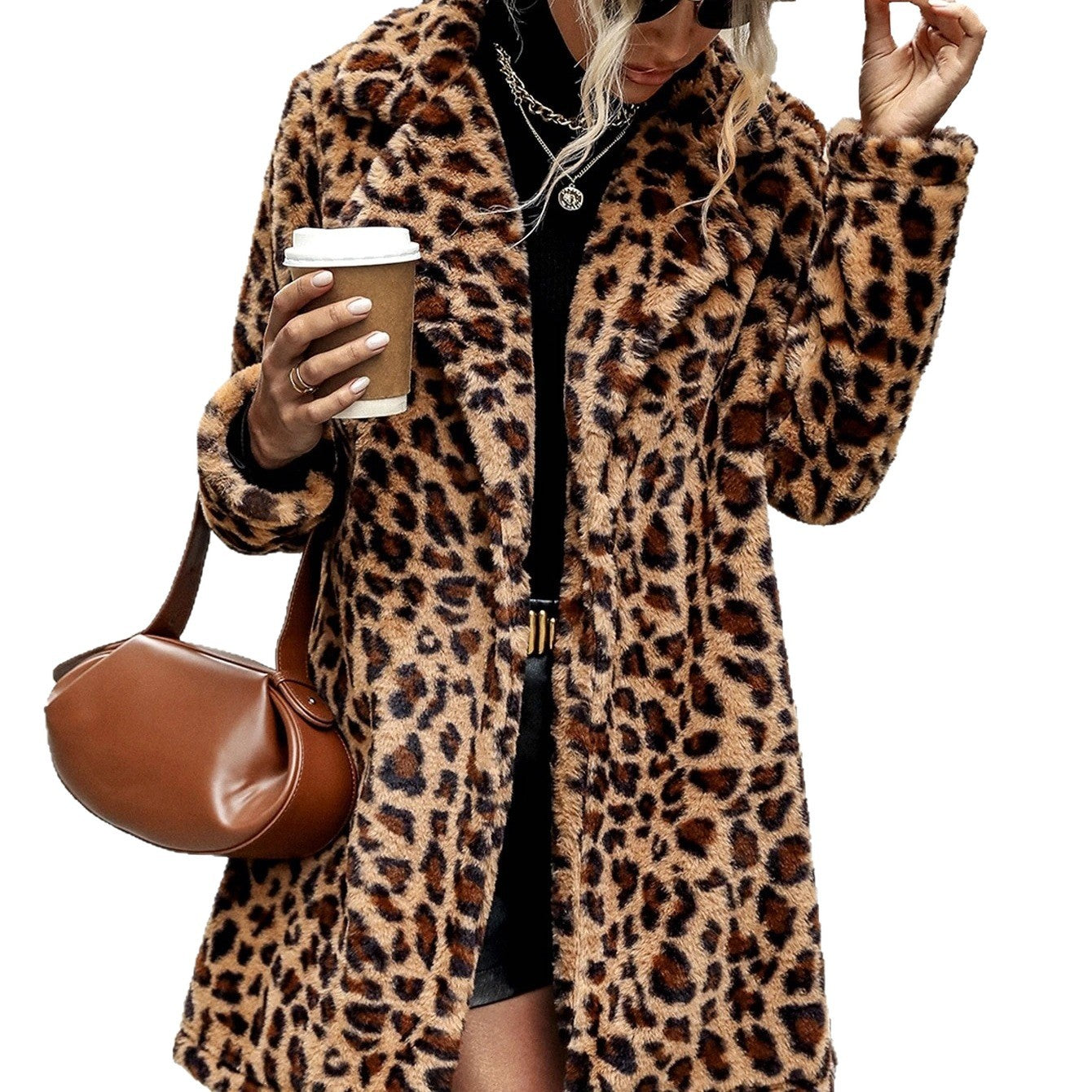 Dames Faux Fur Jas Leopard Print Stijlvol en Trendy