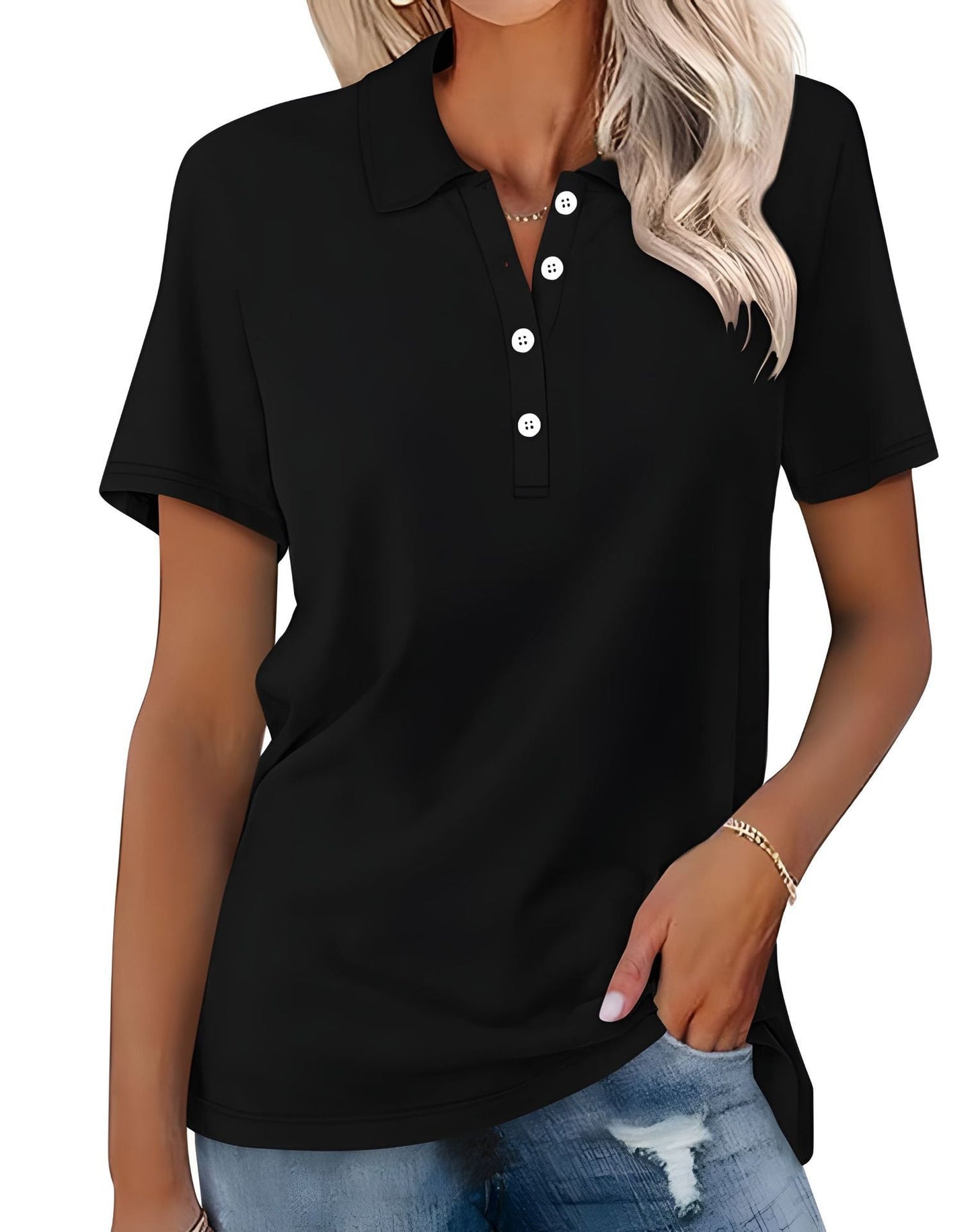 Dames Polo Top Kortemouw Basic Zomer