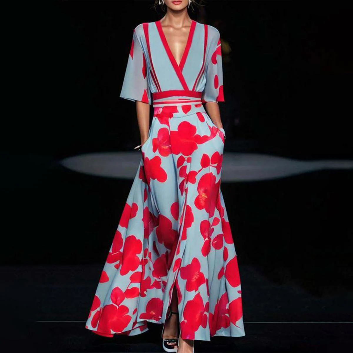 Dames Klassieke Jurk Bloemenprint Elegante Pasvorm