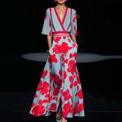 Dames Klassieke Jurk Bloemenprint Elegante Pasvorm