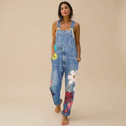 Eliza | Bloemenprint denim jumpsuit