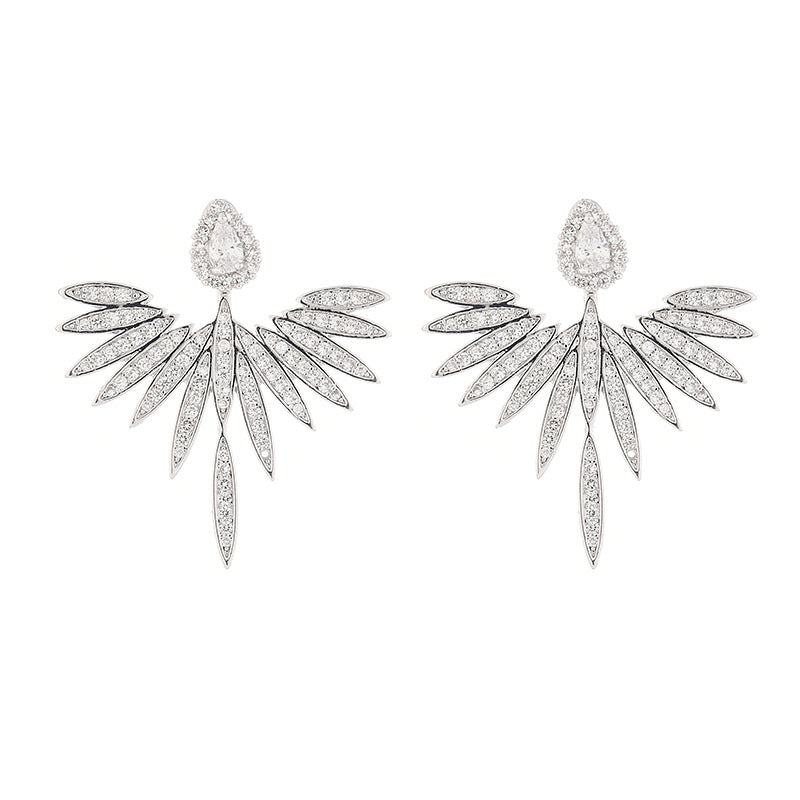 Dames Oorbellen Zirkonia Vleugel Design Trendy Glanzend