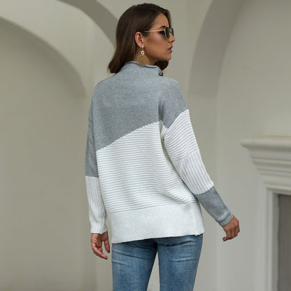 Dames Trui Gebreid Schuin Gebruinde Kleuren
