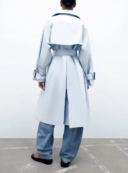 Dames Trenchcoat Lange Trendy Voorjaarsjas met Ceintuur