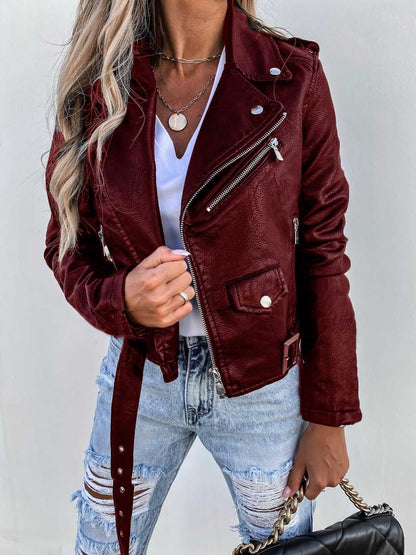 Dames Lederen Biker Jas PU Stijlvol Trendy