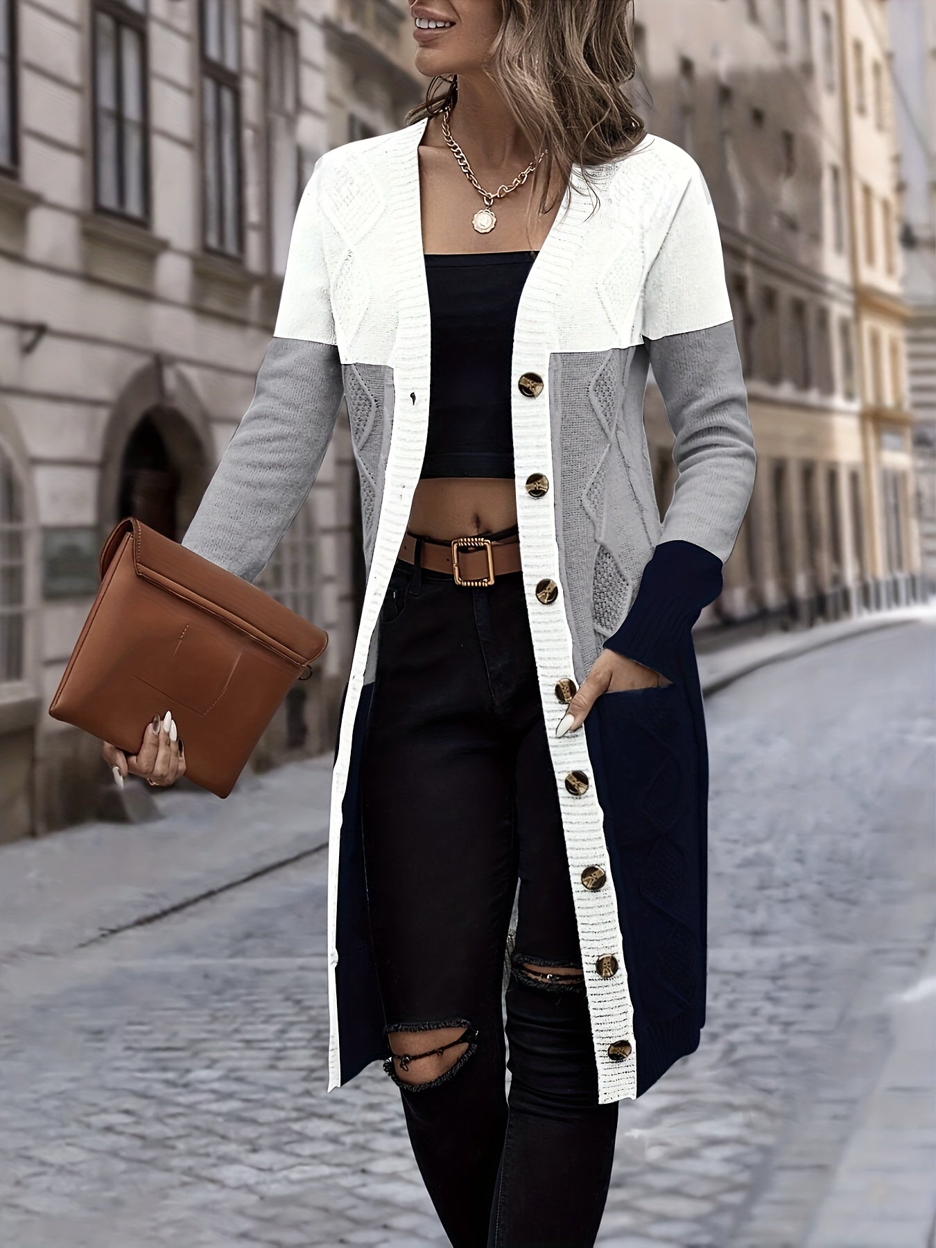 Vest met Lange Mouwen Celeste Blauw Dame