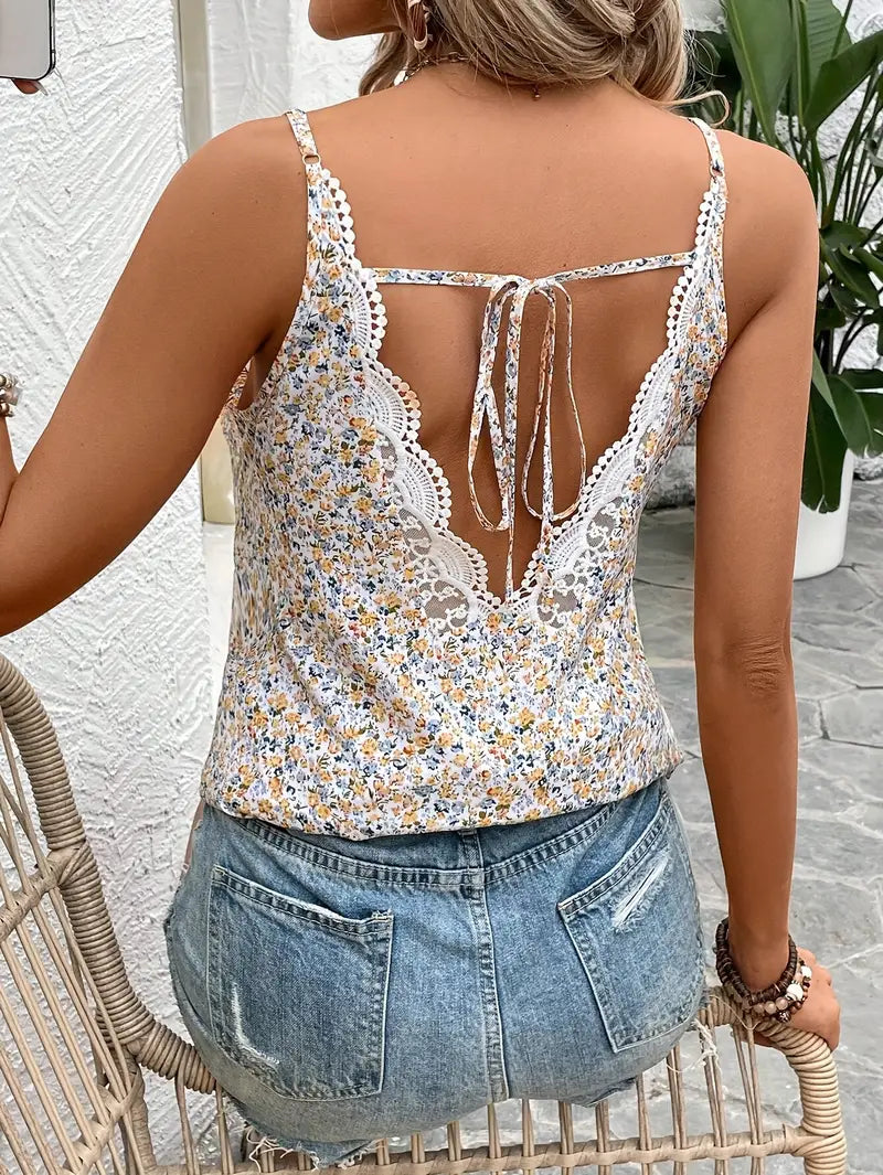 Vrouwelijke Bloemen Top met Strik Detail