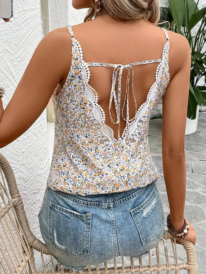 Vrouwelijke Bloemen Top met Strik Detail