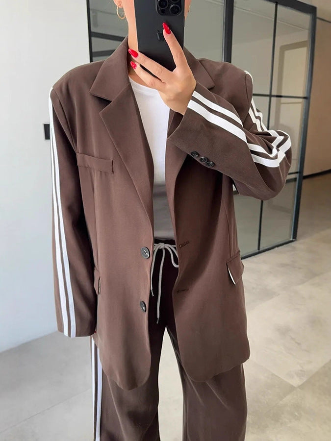Dames Lounge Set Wijd Blazer en Broek Trendy