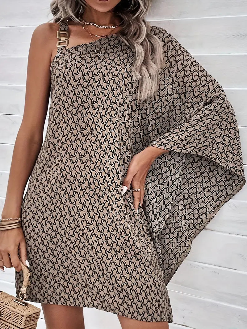 Asymmetrische Jurk All-Over Print Vrouwelijk Design