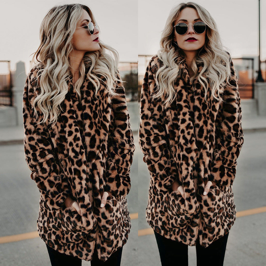 Dames Faux Fur Jas Leopard Print Luxe Blancha