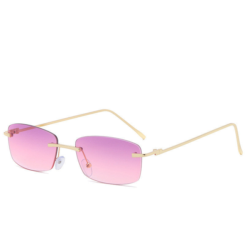 Dames Zonnebril Randloos Rechte Glazen Trendy Stijl