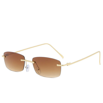 Dames Zonnebril Randloos Rechte Glazen Trendy Stijl