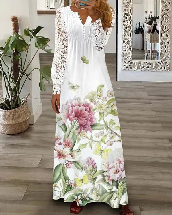 Vrouwelijke Bloemen Jurk Zomerjurk Met Korte Mouwen