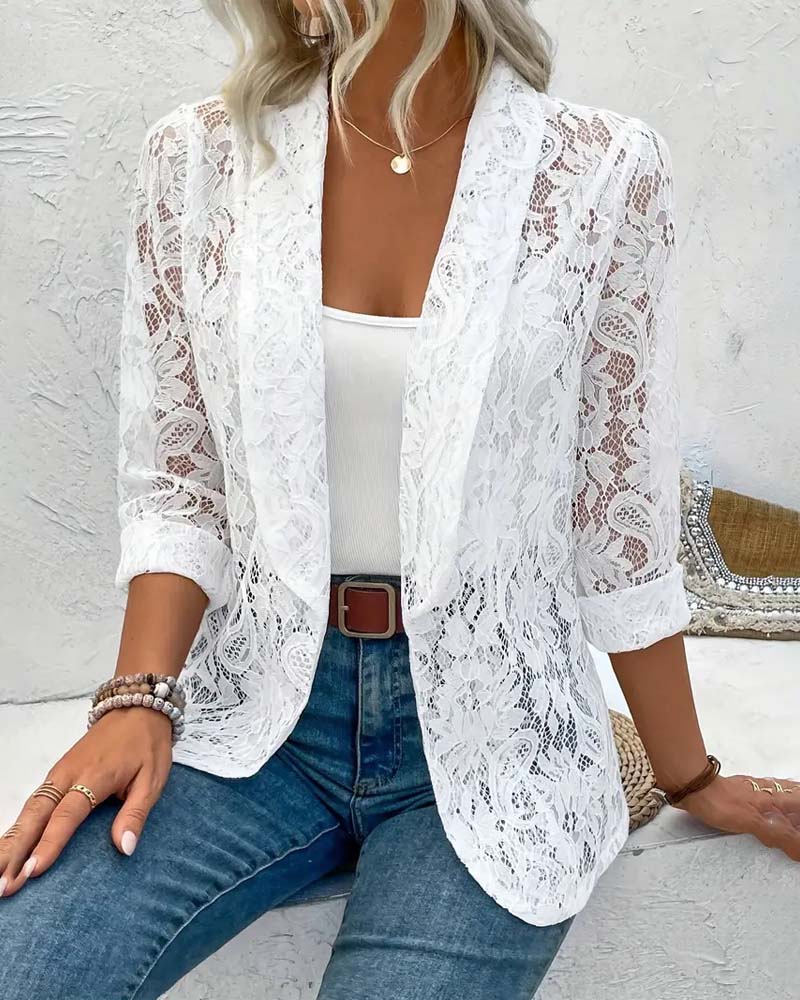 Dames Kanten Blazer Elegante Jas