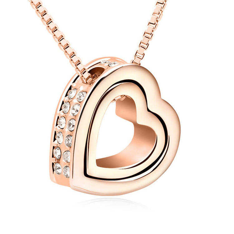 Dames Hart Ketting met Steentjes Trendy Zilverkleurig