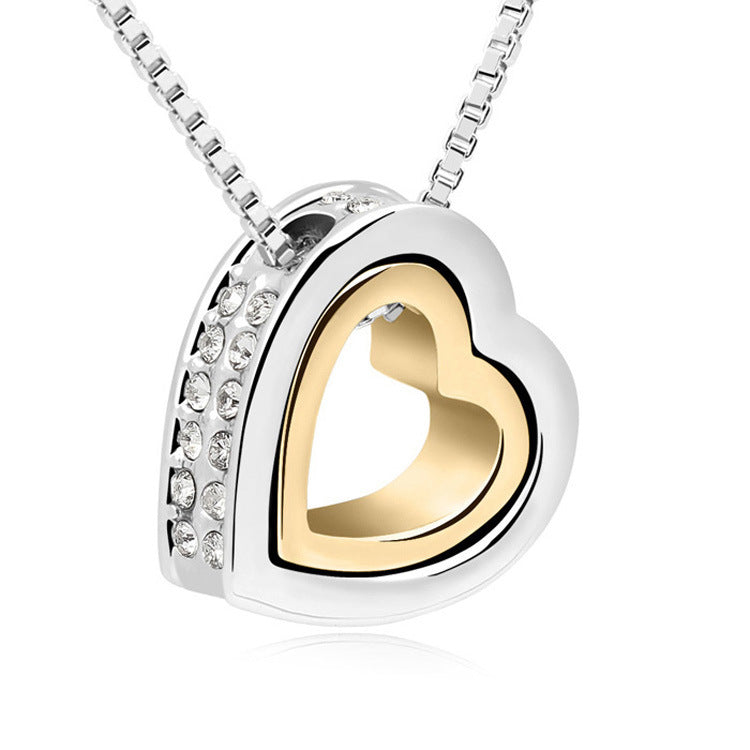 Dames Hart Ketting met Steentjes Trendy Zilverkleurig - Mode Vibes