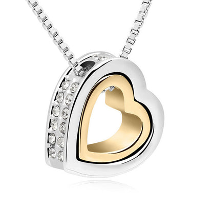 Dames Hart Ketting met Steentjes Trendy Zilverkleurig - Mode Vibes
